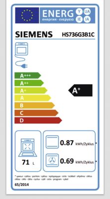 Energielabel von HS736G3B1C, Energieeffizienzklasse A+. Daten siehe Produktdetailseite.