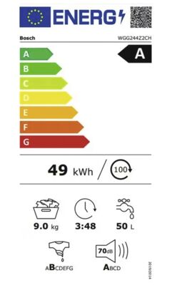 Energielabel von WGG244Z2CH, Energieeffizienzklasse A. Daten siehe Produktdetailseite.