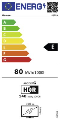 Energielabel von 65A6N, Energieeffizienzklasse E. Daten siehe Produktdetailseite.