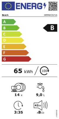 Energielabel von SMP4ECS71S, Energieeffizienzklasse B. Daten siehe Produktdetailseite.