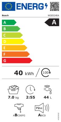 Energielabel von WGE0240A, Energieeffizienzklasse A. Daten siehe Produktdetailseite.