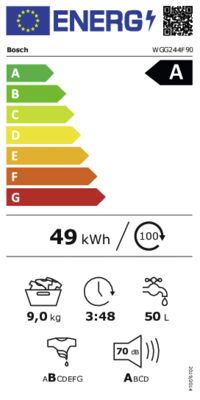 Energielabel von WGG244F90, Energieeffizienzklasse A. Daten siehe Produktdetailseite.