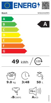 Energielabel von WGG244Z9F4, Energieeffizienzklasse A. Daten siehe Produktdetailseite.