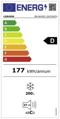 Energielabel von GN 46Vd25  Limited Edition, Energieeffizienzklasse D. Daten siehe Produktdetailseite.