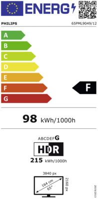 Energielabel von 65PML9049/12, Energieeffizienzklasse F. Daten siehe Produktdetailseite.