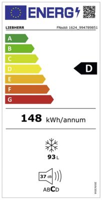 Energielabel von FNsddi 1624-20, Energieeffizienzklasse D. Daten siehe Produktdetailseite.