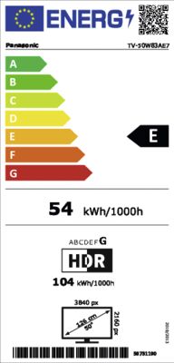 Energielabel von TV-50W83AE7, Energieeffizienzklasse E. Daten siehe Produktdetailseite.