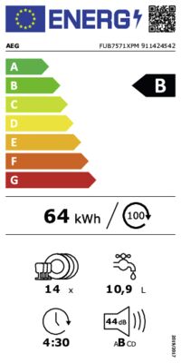 Energielabel von FAVORIT FUB7571XPM, Energieeffizienzklasse B. Daten siehe Produktdetailseite.