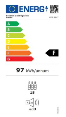 Étiquette énergétique de WKS8907, classe d'efficacité énergétique F. Données disponibles sur la page produit.