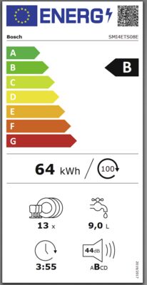 Energielabel von SMI4ETS08E, Energieeffizienzklasse B. Daten siehe Produktdetailseite.