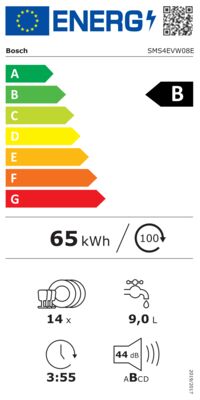 Energielabel von SMS4EVW08E, Energieeffizienzklasse B. Daten siehe Produktdetailseite.