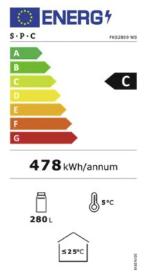 Étiquette énergétique de FKS2800-1, classe d'efficacité énergétique C. Données disponibles sur la page produit.