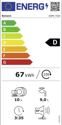 Energielabel von GSPE 7420 VI, Energieeffizienzklasse D. Daten siehe Produktdetailseite.