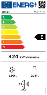 Energielabel von NRR9185ESXL, Energieeffizienzklasse E. Daten siehe Produktdetailseite.