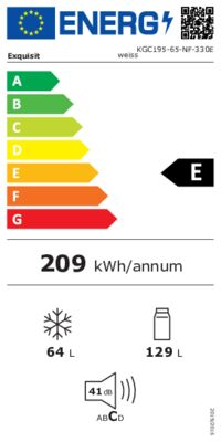 Energielabel von KGC195-65-NF-330E, Energieeffizienzklasse E. Daten siehe Produktdetailseite.
