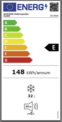 Étiquette énergétique de GB 8886, classe d'efficacité énergétique E. Données disponibles sur la page produit.
