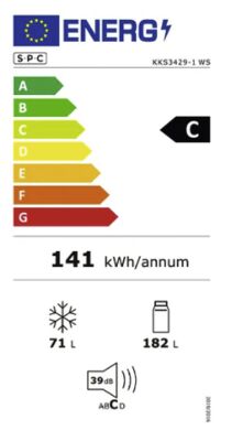 Étiquette énergétique de KKS3429-1 WS, classe d'efficacité énergétique C. Données disponibles sur la page produit.