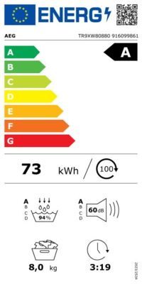 Energielabel von TR9XW80880, Energieeffizienzklasse A. Daten siehe Produktdetailseite.