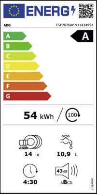 Energielabel von FSE7676AP, Energieeffizienzklasse A. Daten siehe Produktdetailseite.