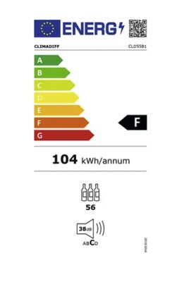 Étiquette énergétique de CLD55B1, classe d'efficacité énergétique F. Données disponibles sur la page produit.