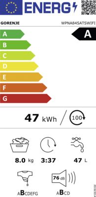 Energielabel von WPNA 84 SATS WIFI, Energieeffizienzklasse A. Daten siehe Produktdetailseite.