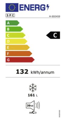 Étiquette énergétique de H-GS3450, classe d'efficacité énergétique C. Données disponibles sur la page produit.