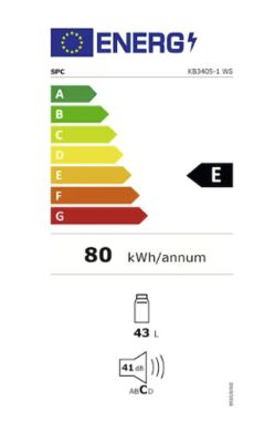Étiquette énergétique de KB3405-1 WS, classe d'efficacité énergétique E. Données disponibles sur la page produit.