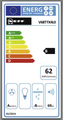 Energielabel von V68TTX4L0, Energieeffizienzklasse B. Daten siehe Produktdetailseite.