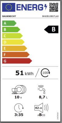 Energielabel von BK6IB10BS7LA0, Energieeffizienzklasse B. Daten siehe Produktdetailseite.