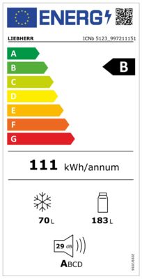 Energielabel von ICNb 5123-20, Energieeffizienzklasse B. Daten siehe Produktdetailseite.
