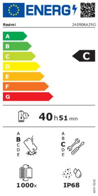 Energielabel von Redmi Note 14 Pro 5G 256GB, Energieeffizienzklasse C. Daten siehe Produktdetailseite.