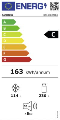 Energielabel von RB34C602CB1/EF, Energieeffizienzklasse C. Daten siehe Produktdetailseite.