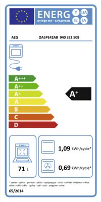 Energielabel von OA5PE42AB, Energieeffizienzklasse A+++. Daten siehe Produktdetailseite.