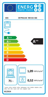 Energielabel von OE7P621AK, Energieeffizienzklasse A++. Daten siehe Produktdetailseite.
