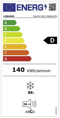 Energielabel von SDUFd 3603, Energieeffizienzklasse D. Daten siehe Produktdetailseite.