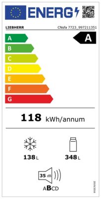Energielabel von CNsfa 7723-20, Energieeffizienzklasse A. Daten siehe Produktdetailseite.