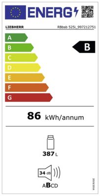 Energielabel von RBbsb 525i-23, Energieeffizienzklasse B. Daten siehe Produktdetailseite.