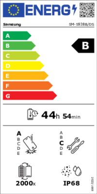 Etichetta energetica di S25 Ultra S938 1TB, classe di efficienza energetica B. Dati disponibili sulla pagina del prodotto.