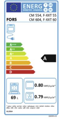 Étiquette énergétique de F-XXT 60-1 N, classe d'efficacité énergétique A. Données disponibles sur la page produit.