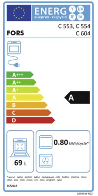 Étiquette énergétique de C 554-1 N, classe d'efficacité énergétique A. Données disponibles sur la page produit.