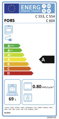 Étiquette énergétique de C 554-1 W, classe d'efficacité énergétique A. Données disponibles sur la page produit.