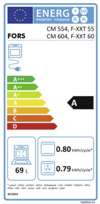 Étiquette énergétique de CM 554-1 W, classe d'efficacité énergétique A. Données disponibles sur la page produit.