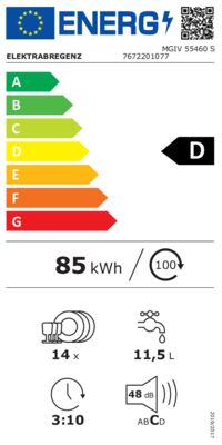 Energielabel von MGIV 55460 S, Energieeffizienzklasse D. Daten siehe Produktdetailseite.