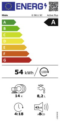 Energielabel von G 5811 SC Active Plus, Energieeffizienzklasse A. Daten siehe Produktdetailseite.