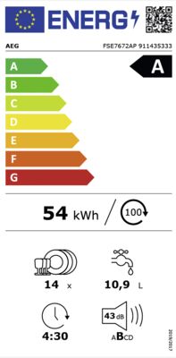 Energielabel von FSE7672AP, Energieeffizienzklasse A. Daten siehe Produktdetailseite.