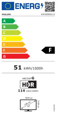 Energielabel von 43PUS9000/12, Energieeffizienzklasse F. Daten siehe Produktdetailseite.