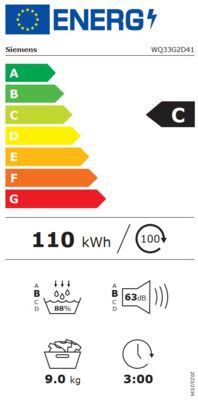 Energielabel von WQ33G2D41, Energieeffizienzklasse C. Daten siehe Produktdetailseite.