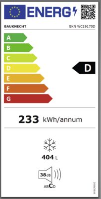 Energielabel von GKN WC19170D, Energieeffizienzklasse D. Daten siehe Produktdetailseite.