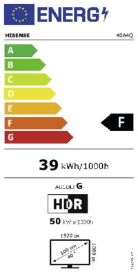 Energielabel von 40A5Q, Energieeffizienzklasse F. Daten siehe Produktdetailseite.