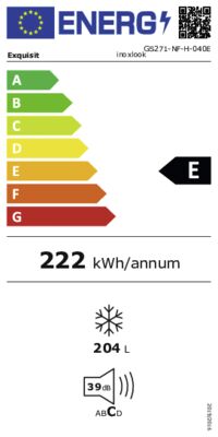 Energielabel von GS271-NF-H-040E, Energieeffizienzklasse E. Daten siehe Produktdetailseite.